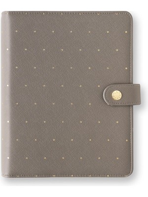 Chapters Moon Polka Gri Deri Kapak Spiralli A5 Haftalık Planlayıcı