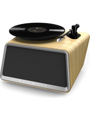 HYM Originals Seed Retro Pikap Plakçalar Dahili Bluetooth Hoparlörlü 80W Rms Aux Rca Çıkışlı All-In-One Meşe Ağacı Hi-Fi Ses Sistemi