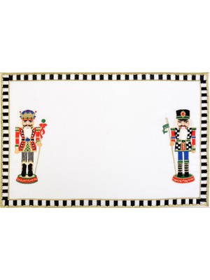 Ge Living Nutcracker Kurşun Asker Desenli 2'li Keten Amerikan Servis