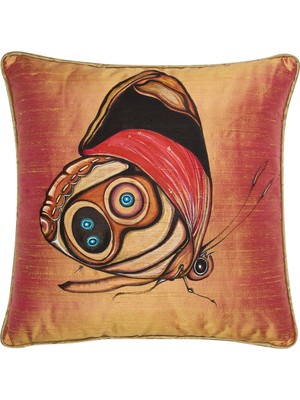 Alpaq Studio Kelebek Ipek Şantuk Üzerine El Boyaması Yastık 45X45 cm