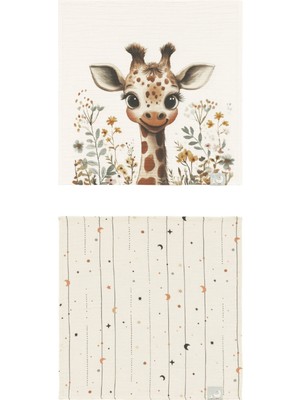 Duckyboo Baby Giraffe & Moonloops 2'li Bebek Müslin Örtü Seti