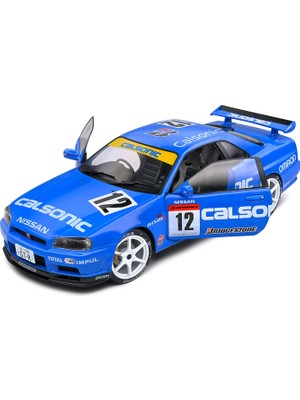 Solido 1:18 2000 Nissan Skyline Gt-R R34 #12 Calsonic Blue Model Araba