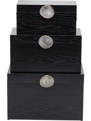 Kare Design Nifty Black Ahşap 3'lü Dekoratif Kutu