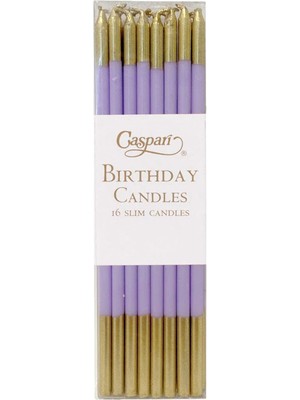 Caspari Birthday Candles In Lavender & Gold Ince 16'lı Doğum Günü Mumu