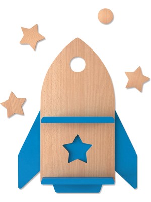 Woody&Happy Roket Figürlü Çocuk Odası Duvar Rafı