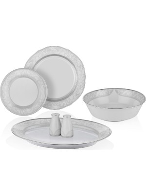 Noritake Flanders Platinum Beyaz 29 Parça 12 Kişilik Yemek Takımı