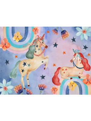 Hueppi The Night Spell Renkli Mor Hipoalerjenik Çocuk Halısı 160 x 230 cm