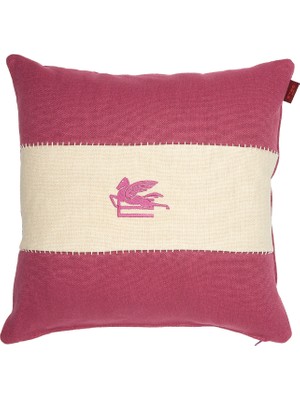 Etro Home Fuşya Krem Keten Dekoratif Yastık