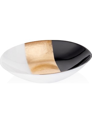 Decorium Dekoratif Siyah Altın Beyaz Cam Gondol 31 cm
