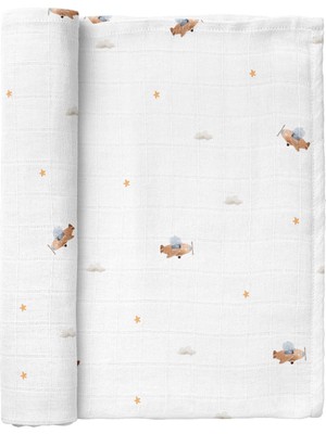 Casadora Baby Happy Tony Organik Pamuk Yıkanmış Bebek Müslin Örtü 115 x 115 cm