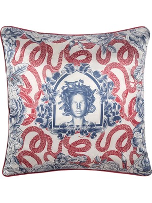 Gorgo Iruka Medusa Renkli Bordo Desenli Saten Kırlent 43 x 43 cm