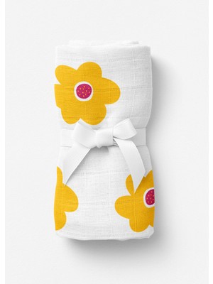Itsy Bitsy Kids Amulet Lemon Bloom Sarı Desenli Pamuk Müslin Bebek Örtüsü 100 x 100 cm