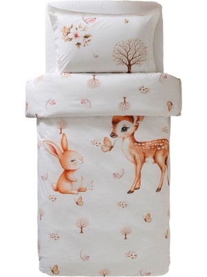 Maya & Luca Bambi ve Tavşan Desenli Pamuklu Çocuk Nevresim Takımı 160 x 220 cm