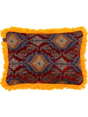 Saloni Ornella Ottoman Turuncu Saçaklı Etnik Desenli Kırlent 35 x 50 cm