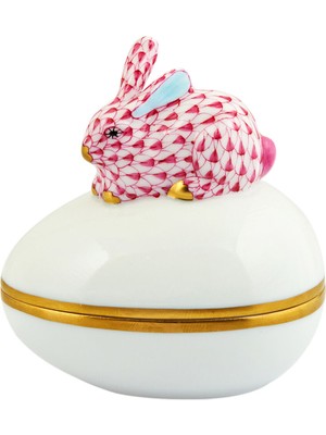 Herend Fish Scale Desenli Pembe Porselen Dekoratif Kutu