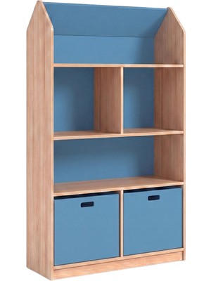 Woody&Happy Toy House Mavi Ahşap Çocuk Kitaplık