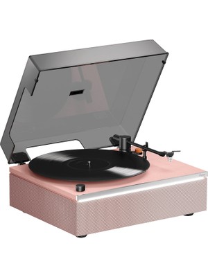 HYM Originals Lumi-S Pembe Dahili Bluetooth Hoparlörlü Retro Pikap Plakçalar