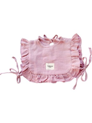 Totzee Lila Müslin Fırfırlı Unisex Bebek Mama Önlüğü