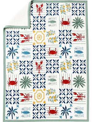 Uniqlooms Ocean Organik Pamuk 4 Katlı Müslin Çocuk Örtüsü 120 x 160 cm