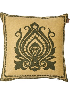 Etro Home Yeşil Haki Nakışlı Keten Dekoratif Yastık