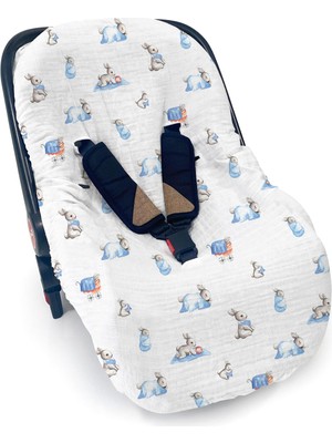 Deux Lapins %100 Bébé Lapin Müslin Ana Kucağı Kılıfı