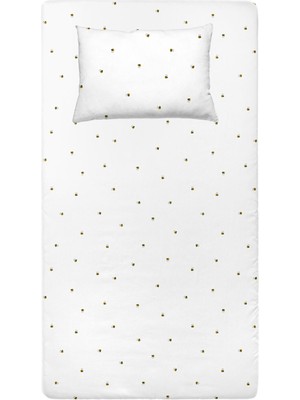 Casadora Baby Happy Bee Beyaz Pamuk Saten Çocuk Lastikli Çarşaf ve Yastık Kılıfı Seti 100 x 200 cm + 50 x 70 cm