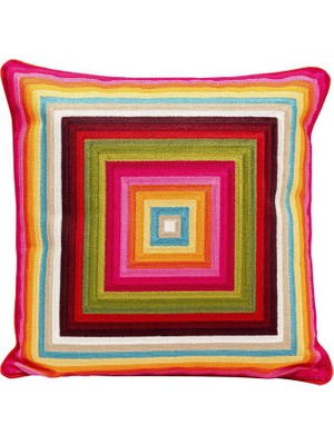 Kare Design Artistic Square Desenli Renkli Pamuklu Kırlent 50 x 50 cm