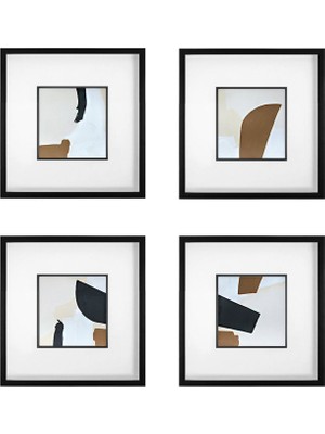 Klé Studio Abstract Kağıt Üzeri 4'lü Akrilik El Yapımı Tablo 40X40 cm
