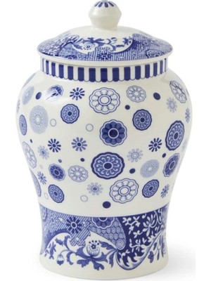 Spode Brocato Mini Mavi Beyaz Porselen Vazo