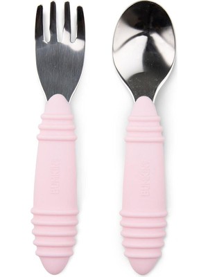 Bumkins Pembe Paslanmaz Çelik Çocuk Çatal Kaşık Seti