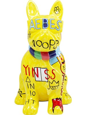 Kare Design Deco Figurine Graffiti Sarı Köpek Figür 122CM