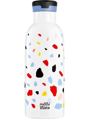 Mamawata Party Beyaz Çelik Pipetli Çocuk Termos Suluk 470 ml