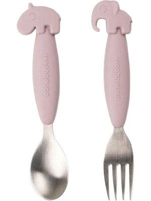 Done By Deer Deer Friends Pembe Çelik Çocuk Çatal ve Kaşık Seti