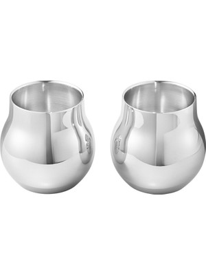 Georg Jensen Cafu Silver Geometrik Formlu 2li Mumluk