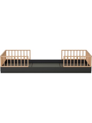 Babywulf Dual Siyah Montessori Çocuk Karyola 120 x 200 cm