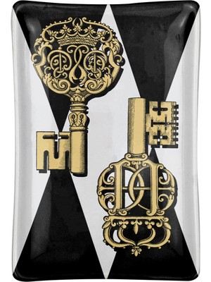 Fornasetti Rectangular Chiavi Porselen Kül Tablası
