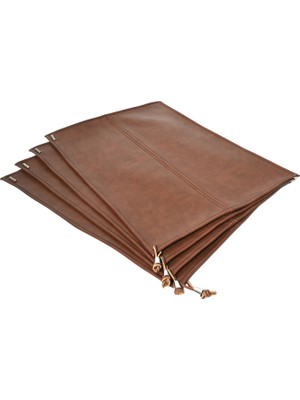 Taba Deri Dikdörtgen 4'lü Peçete Halkası ve 4'lü Amerikan Servis 35 x 50 cm