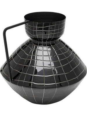 Kare Design Siyah Saplı Metal Vazo