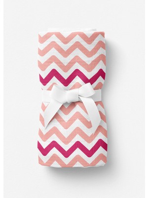 Itsy Bitsy Kids Big Flower Zigzag Pembe Müslin Bebek Örtüsü 70 x 70 cm