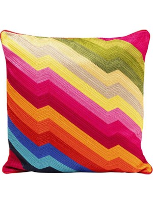 Kare Design Artistic Zig Zag Desenli Renkli Pamuklu Kırlent 50 x 50 cm