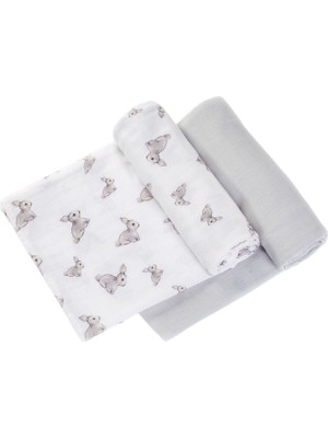 Deux Lapins Iconique Lapin ve Cotton Grey 2’li Müslin Bebek Örtüsü 100 x 100 cm