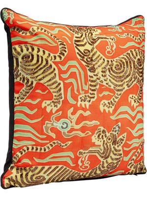 Kare Design Tiger Love Red Desenli Renkli Pamuklu Kırlent 45 x 45 cm
