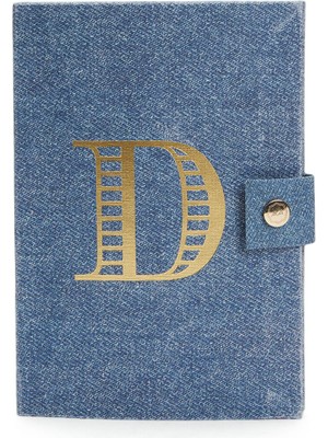Mavi Harf Baskılı Denim Defter