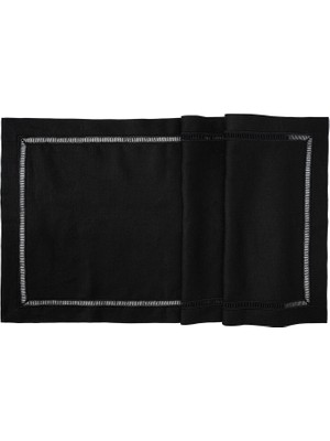 Midnight Kolber Siyah Keten Runner 50 x 160 cm
