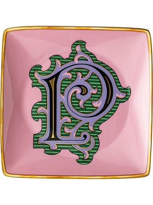 Versace Alphabet Porselen P Harfli Dekoratif Tabak 12 cm