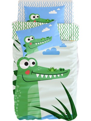 Itsy Bitsy Kids Croc-A-Dream Renkli Pamuk Saten Çift Taraflı Çocuk Nevresim Seti 140 x 200 cm
