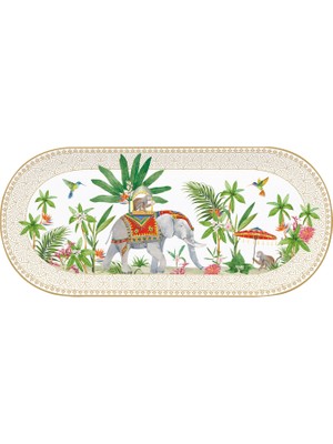 Easy Life Marajah Renkli Desenli Oval Porselen Servis Tabağı 33 cm