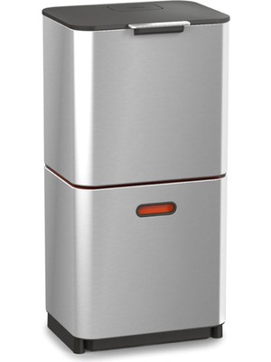 Joseph Totem Gri Çelik Kapaklı Çöp Kovası 60 Lt