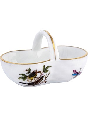 Herend Rothschild Desenli Renkli Porselen Minik Sepet Dekoratif Kase 7 cm