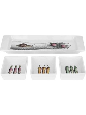 Fornasetti Mano Porselen Tabak Seti